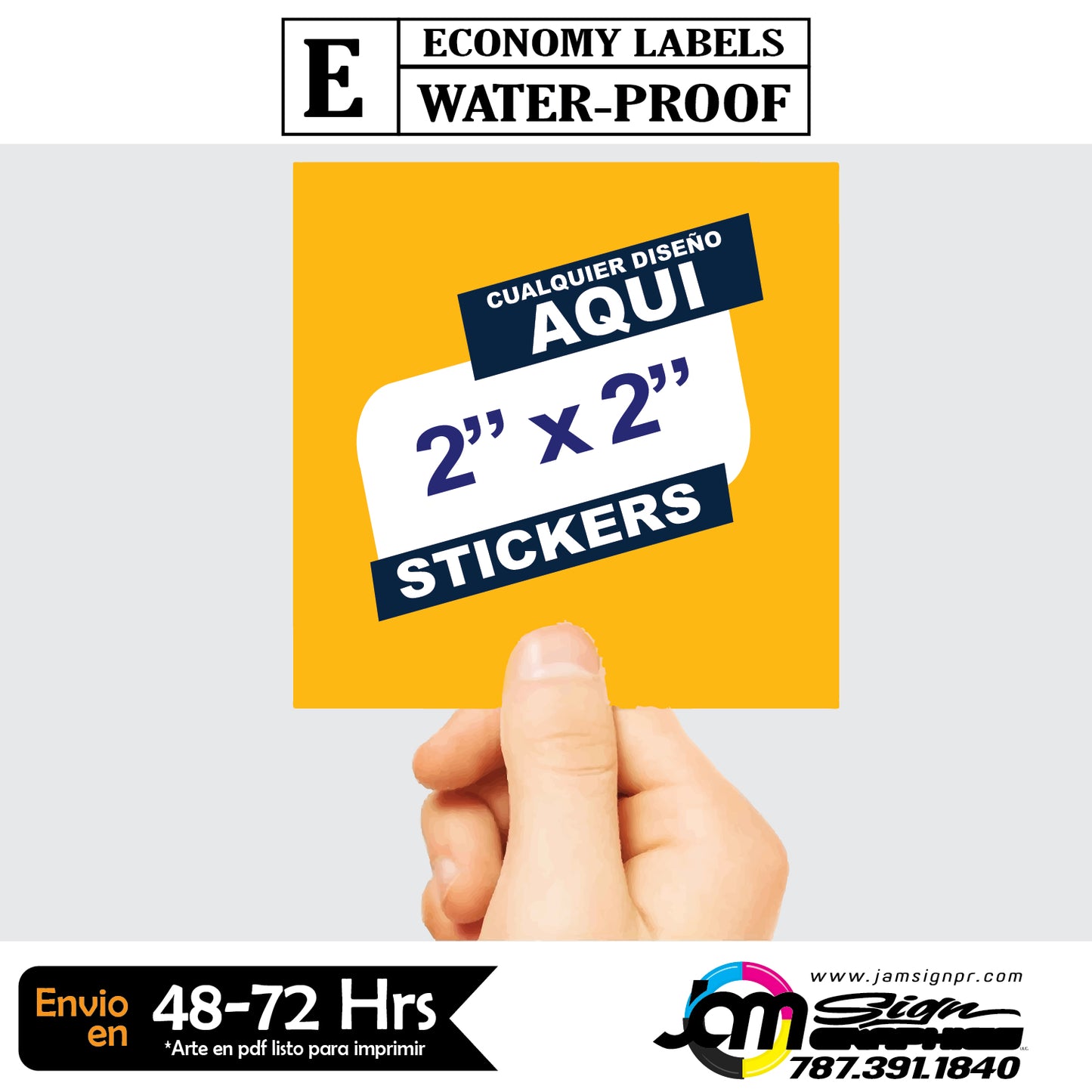 STICKERS 2" x 2" CUADRADO (Cantidades a escoger)