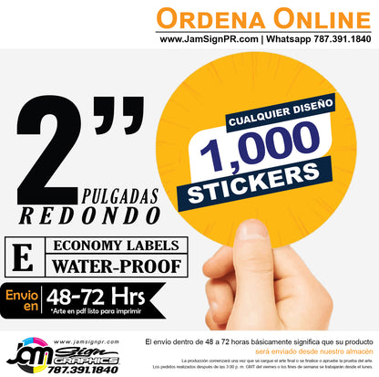 STICKERS 2" REDONDO (Cantidades a escoger)