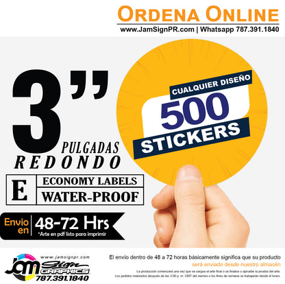 STICKERS 3" REDONDO(Cantidades a escoger)